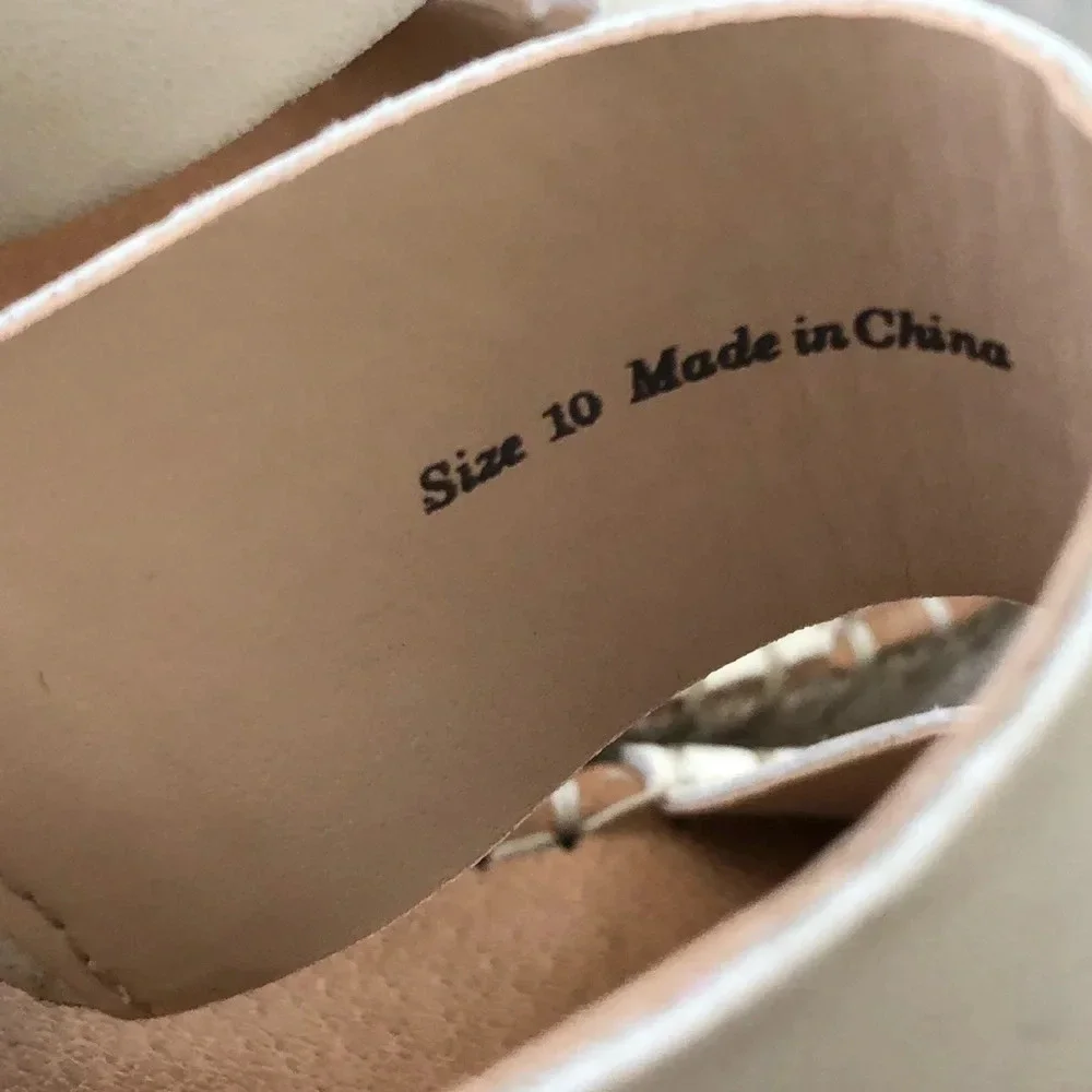 Dolce Vita Womens 10 Cream‎ Leather Espadrille Wedge Sandals Summer 4.5” Heel